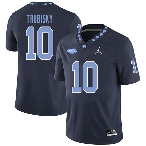 Jordan Brand Men #10 Mitchell Trubisky North Carolina Tar Heels College Football Jerseys Sale-Navy